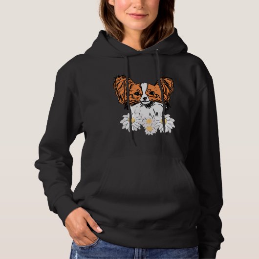 Pull À Capuche Papillon Orange Aux Fleurs (Devant)