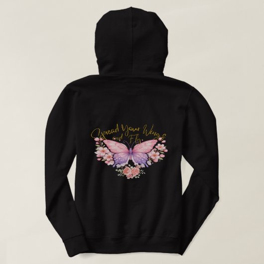 Pull À Capuche Papillon Rêve Pastel Fleece Esthétique Floral (Design dos)