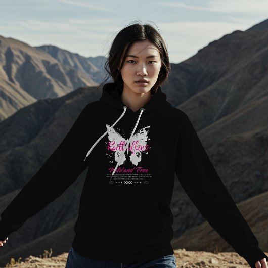 Pull À Capuche Papillon Sauvage et Libre