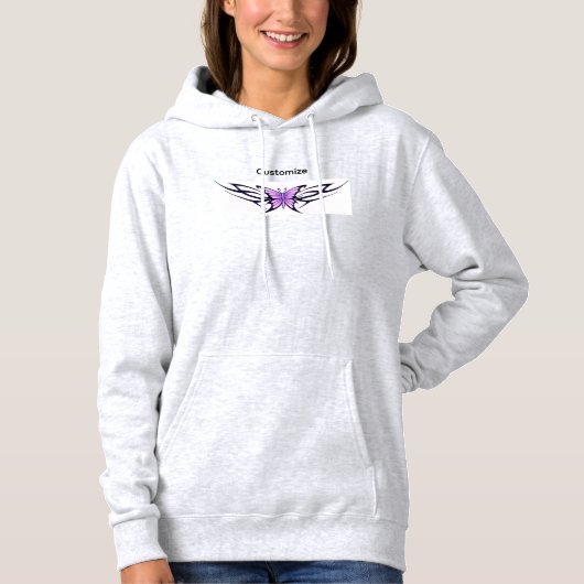 Pull À Capuche Papillon tribal violet enroulé (Devant)
