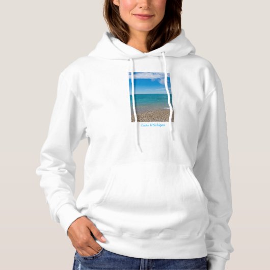 Pull À Capuche Paradis Bleu Au Lac Michigan (Devant)