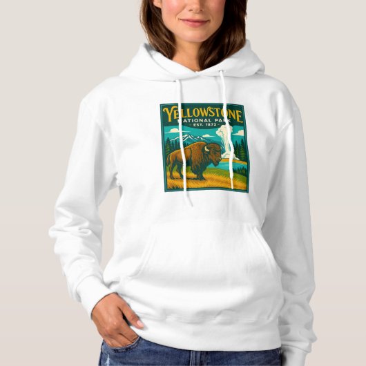 Pull À Capuche PARC NATIONAL DE YELLOWSTONE - Affiche de voyage v (Devant)