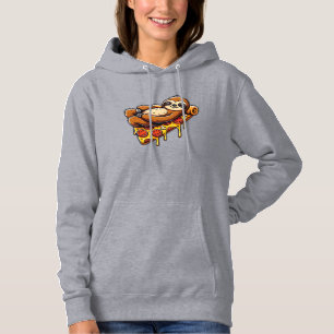 Pull À Capuche Paresseux drôle mangeant de la Pizza, Animal Kawai