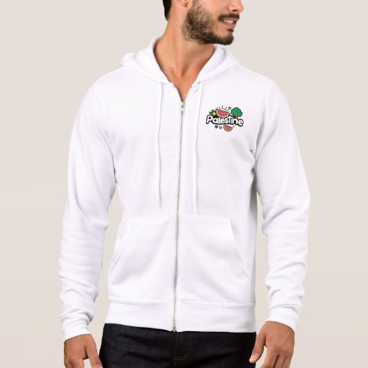 Pull À Capuche Parole palestinienne mignonne entourée de pastèque (Devant)