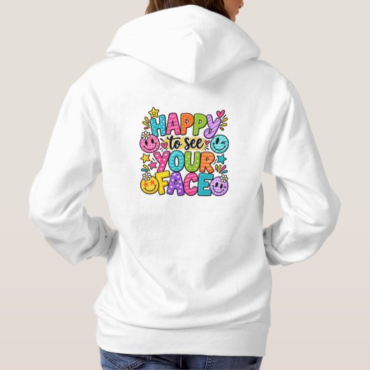 Pull À Capuche Patchwork Visage Joyeux Art Émoticône (Dos)