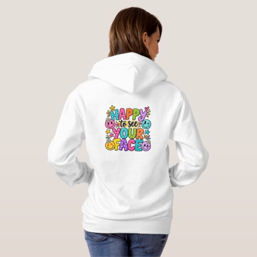 Pull À Capuche Patchwork Visage Joyeux Art Émoticône (Dos entier)