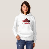 Pull À Capuche Patriotique de feuille d'érable rayée du Canada (Devant entier)
