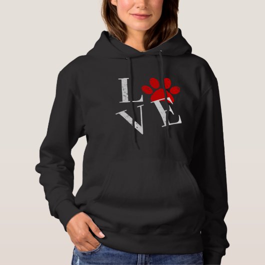 PULL À CAPUCHE PATTE DE CHIEN D'AMOUR TENDANCE (Devant)