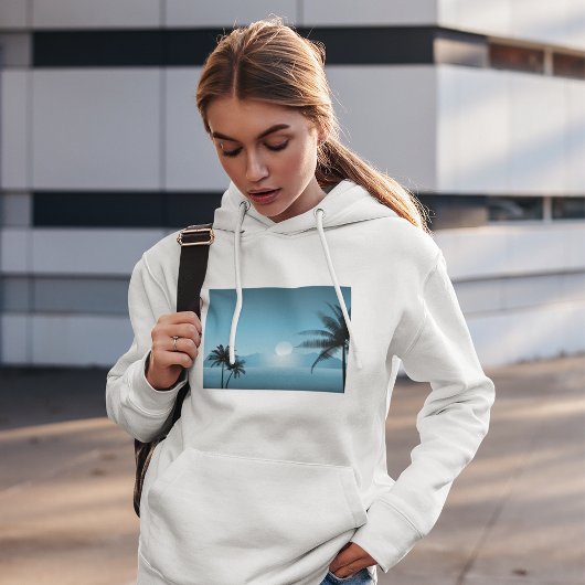 Pull À Capuche Paysage Tropical de Nuit