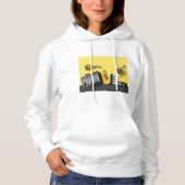 Pull À Capuche Paysage urbain jaune et gris Abstrait Rétro (Devant)