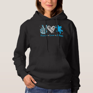 Pull À Capuche Peace Love Autism Puzzle Sensibilisation sur l'aut