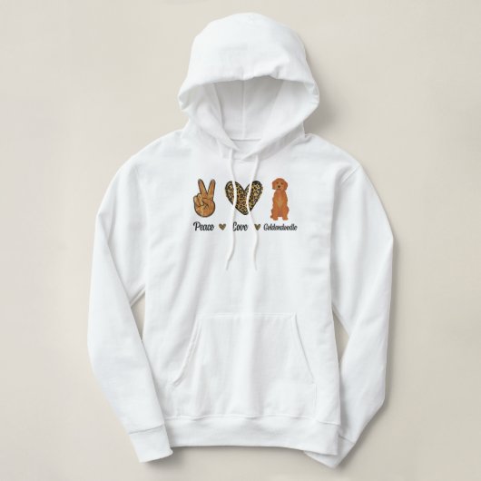 Pull À Capuche Peace Love Goldendoodle Leopard Lover Animaux de c (Design devant)