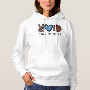 Pull À Capuche Peace Love Horses Drôle Tee pour Cheval Lover T-Sh