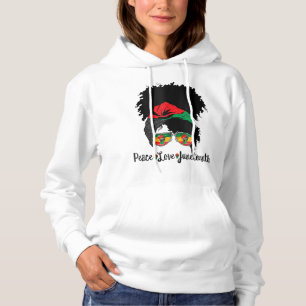 Pull À Capuche Peace Love JunetDix Messy Bun Afro Queen Black P
