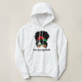 Pull À Capuche Peace Love JunetDix Messy Bun Afro Queen Black P (Design devant)