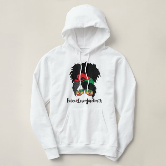 Pull À Capuche Peace Love JunetDix Messy Bun Afro Queen Black P (Design devant)