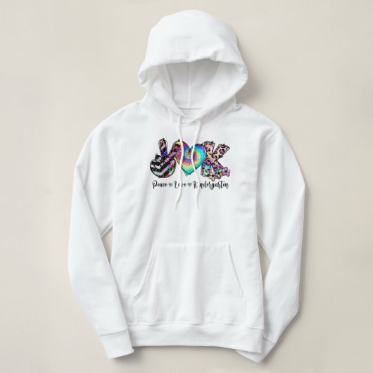 Pull À Capuche Peace Love Kindergarten Enseignant Enseignant Kind (Design devant)