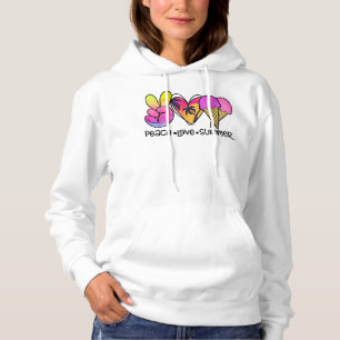 Pull À Capuche Peace Love Summer Ice Cream Beach Vacances