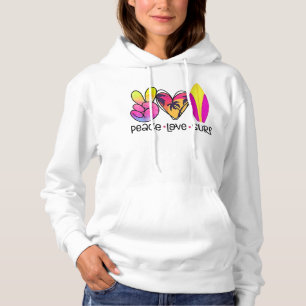 Pull À Capuche Peace Love Surf d'été Rétro Vacances