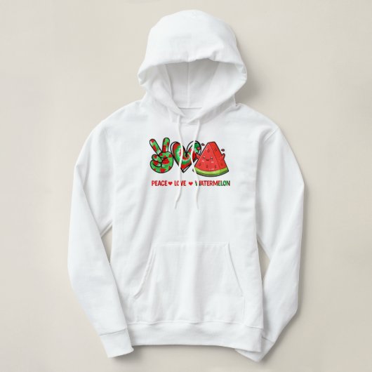 Pull À Capuche Peace Love Watermelon peace love pastèque day me (Design devant)