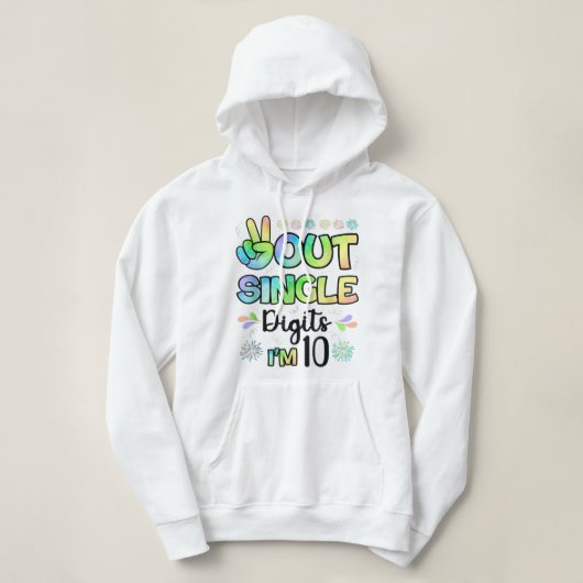 Pull À Capuche Peace Out Chiffres simples Je suis 10 enfants (Design devant)
