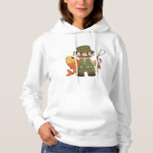 Pull À Capuche Pêcheur de dessin animé avec Gros Catch Funny Fish (Devant)