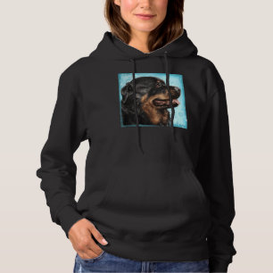 Pull À Capuche Peinture D'Une Adorable Rottweiler Avec Sa Langue