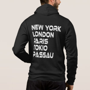 Pull À Capuche Pendule de New York Londres Tokyo Paris