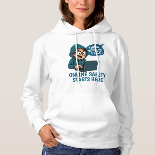 Pull À Capuche Pensez avant de cliquer - Sensibilisation à la séc (Devant)