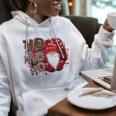 Pull À Capuche Père Noël imprimé léopard Gnome rouge Noël moderne