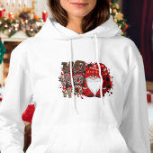 Pull À Capuche Père Noël imprimé léopard Gnome rouge Noël moderne