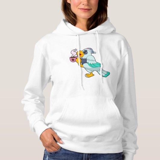Pull À Capuche Perroquet avec tasse de café (Devant)