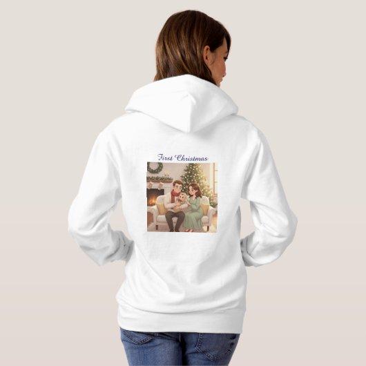 Pull À Capuche Personalized Child’s First Christmas Hoodie – Baby (Dos entier)