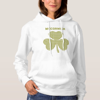 Pull À Capuche Personalized Olive Green Shamrock Gingham Plaid