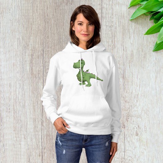 Pull À Capuche Personnage de dinosaure vert avec des pointes viol