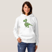 Pull À Capuche Personnage de dinosaure vert avec des pointes viol (Devant entier)