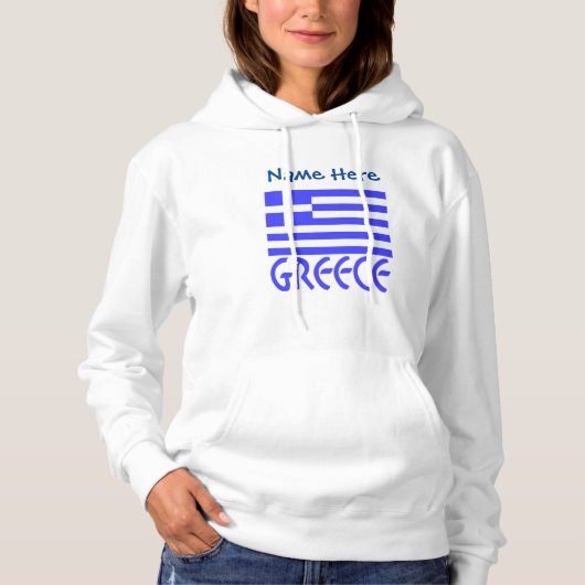 Pull À Capuche Personnalisation bleue de la Grèce et du drapeau g (Devant)