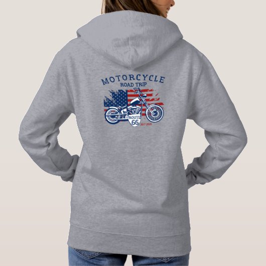 Pull À Capuche Personnaliser Circuit Moto Route 66 Drapeau USA (Dos)