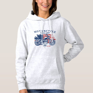 Pull À Capuche Personnaliser Circuit Moto Route 66 Drapeau USA
