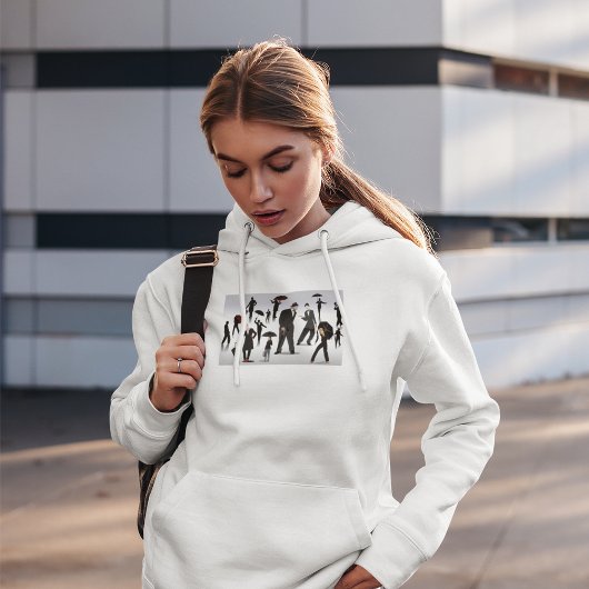 Pull À Capuche Personnes Avec Des Parapluies