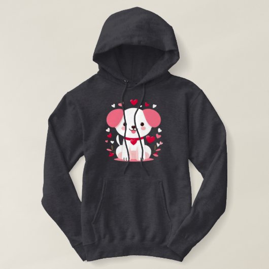 Pull À Capuche Petit chiot de la Saint-Valentin (Design devant)