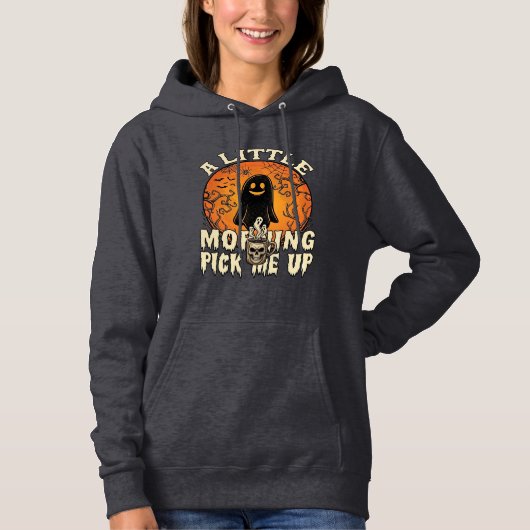 Pull À Capuche Petit fantôme de crâne d'Halloween pour se réveill (Devant)
