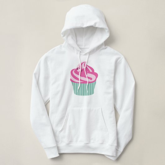 Pull À Capuche Petit gâteau rose de cerise avec les rayures (Design devant)