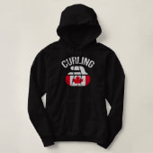 Pull À Capuche Pierre de curling rouge blanc et érable du Canada (Design devant)