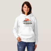 Pull À Capuche Pierre de curling rouge Sports d'hiver (Devant entier)