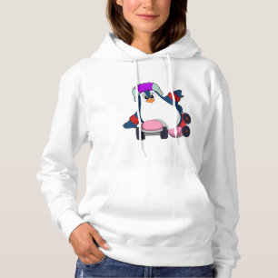 Pull À Capuche Pingouin comme Patineur Inline avec Patins Inline