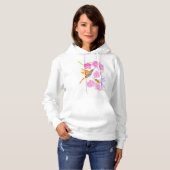 Pull À Capuche Pink floral Hummingbirds  (Devant entier)