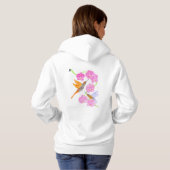 Pull À Capuche Pink floral Hummingbirds  (Dos entier)