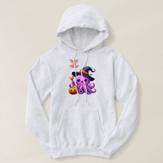 Pull À Capuche Pique ou traitement Halloween à la pieuvre (Design devant)