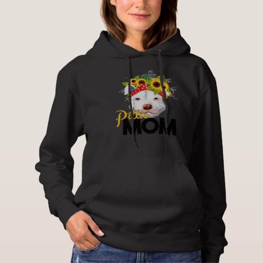 Pull À Capuche Pittie Maman Pitbull Avec Couronne Fleur (Devant)